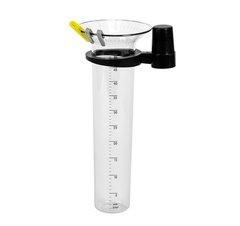 Rain gauge with holder and collection time indicator