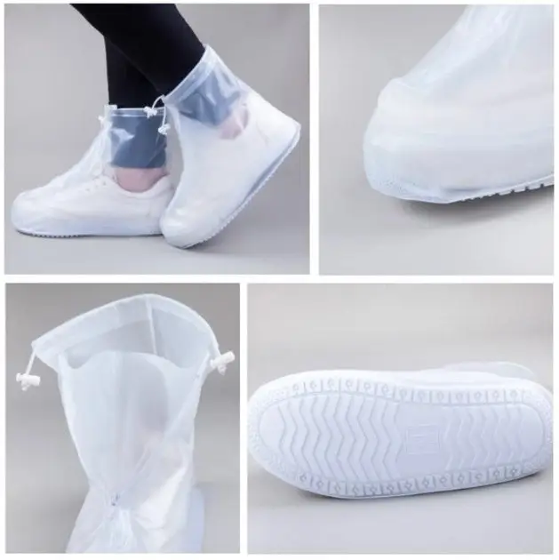 Reusable waterproof shoe covers with zipper